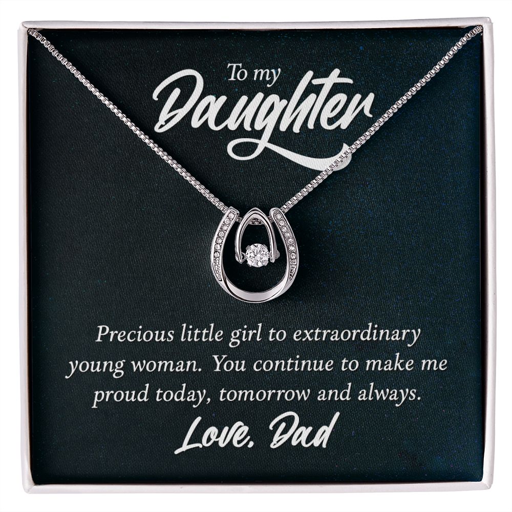 Lucky in Love Daughter Necklace from Dad, with Meaningful Message