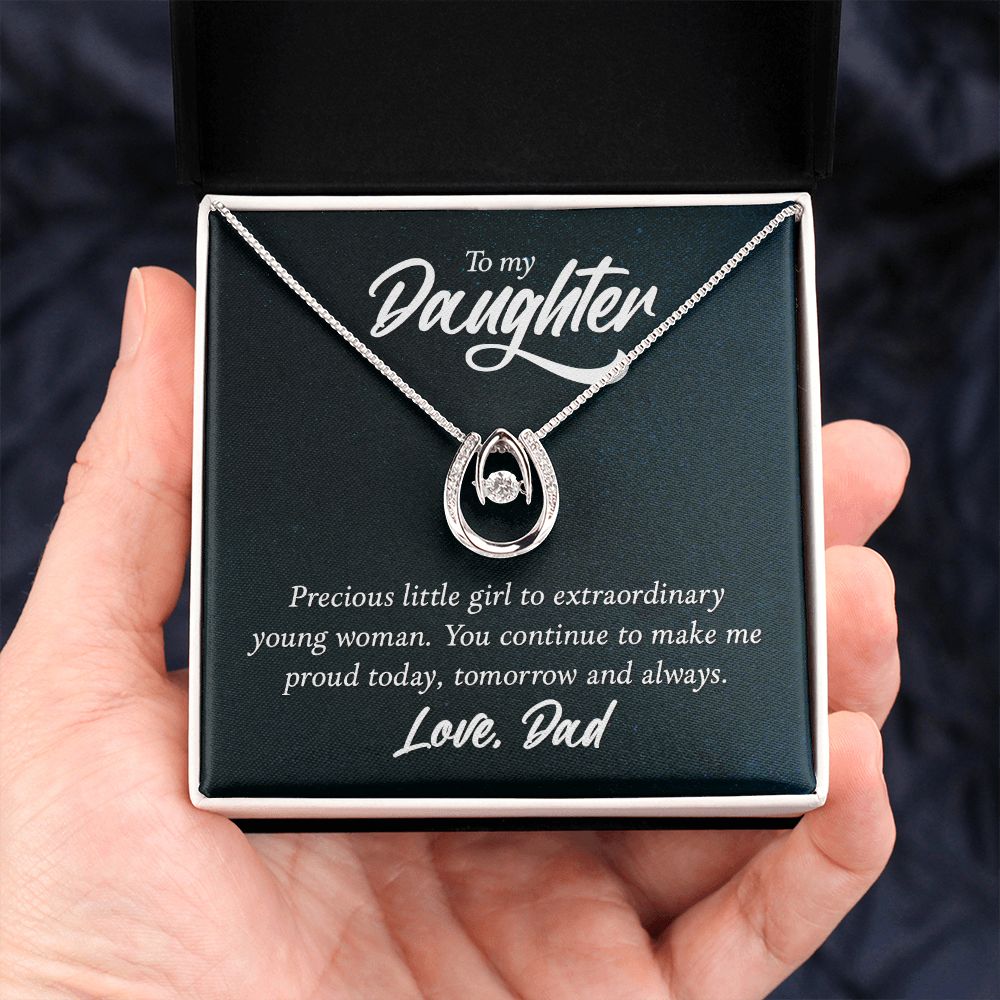 Lucky in Love Daughter Necklace from Dad, with Meaningful Message
