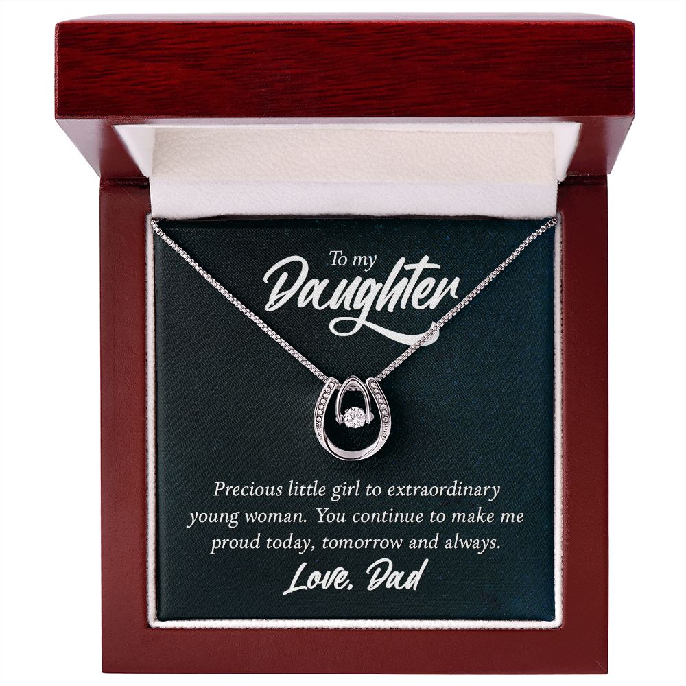 Lucky in Love Daughter Necklace from Dad, with Meaningful Message