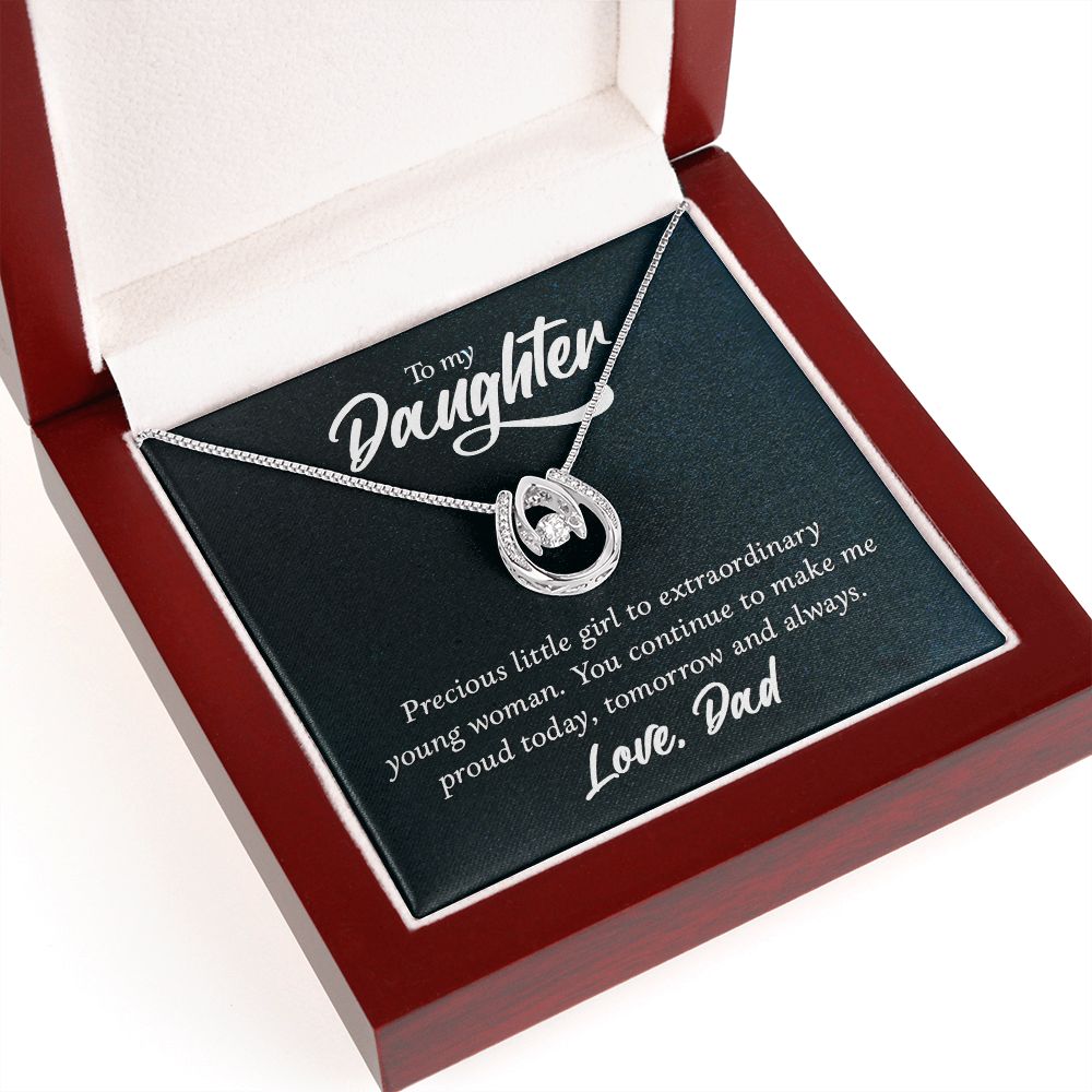 Lucky in Love Daughter Necklace from Dad, with Meaningful Message