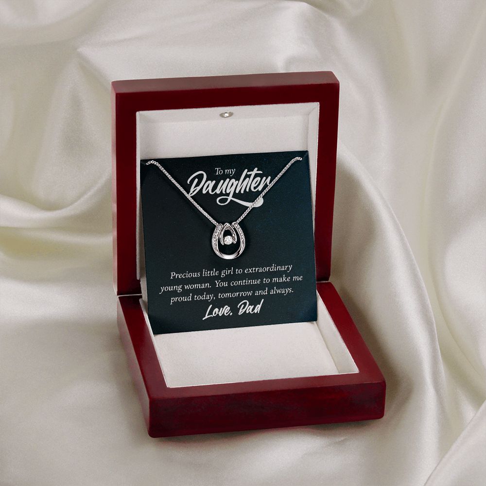 Lucky in Love Daughter Necklace from Dad, with Meaningful Message