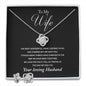 TO MY WONDERFUL WIFE LOVE KNOT EARRING AND NECKLACE SET