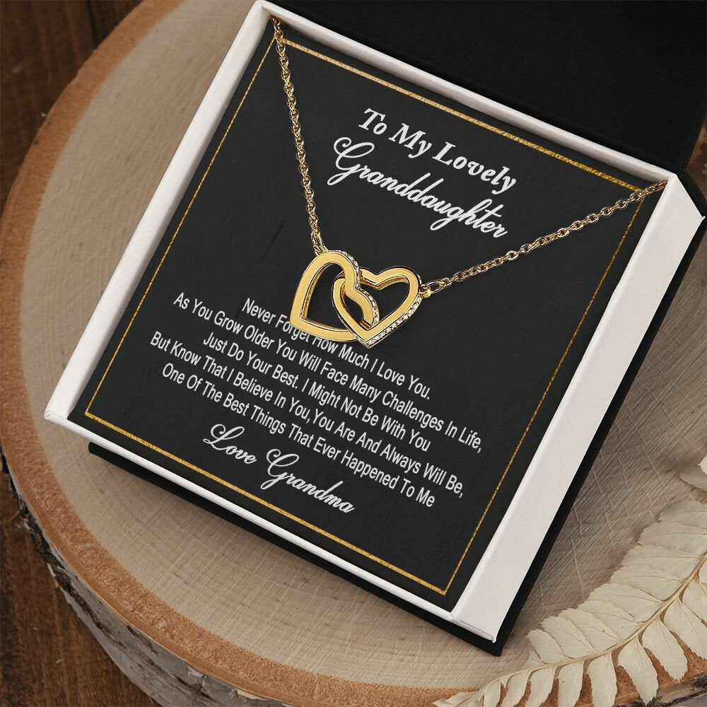 To My Lovely Granddaughter Interlocking Hearts Necklace, Granddaughter Gift from Grandma