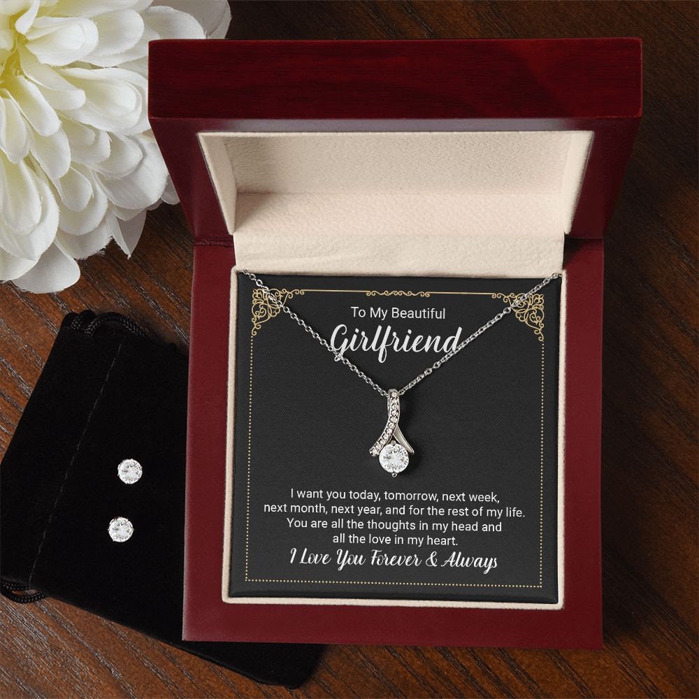 To My Beautiful Girlfriend Alluring beauty Necklace and Earring Set