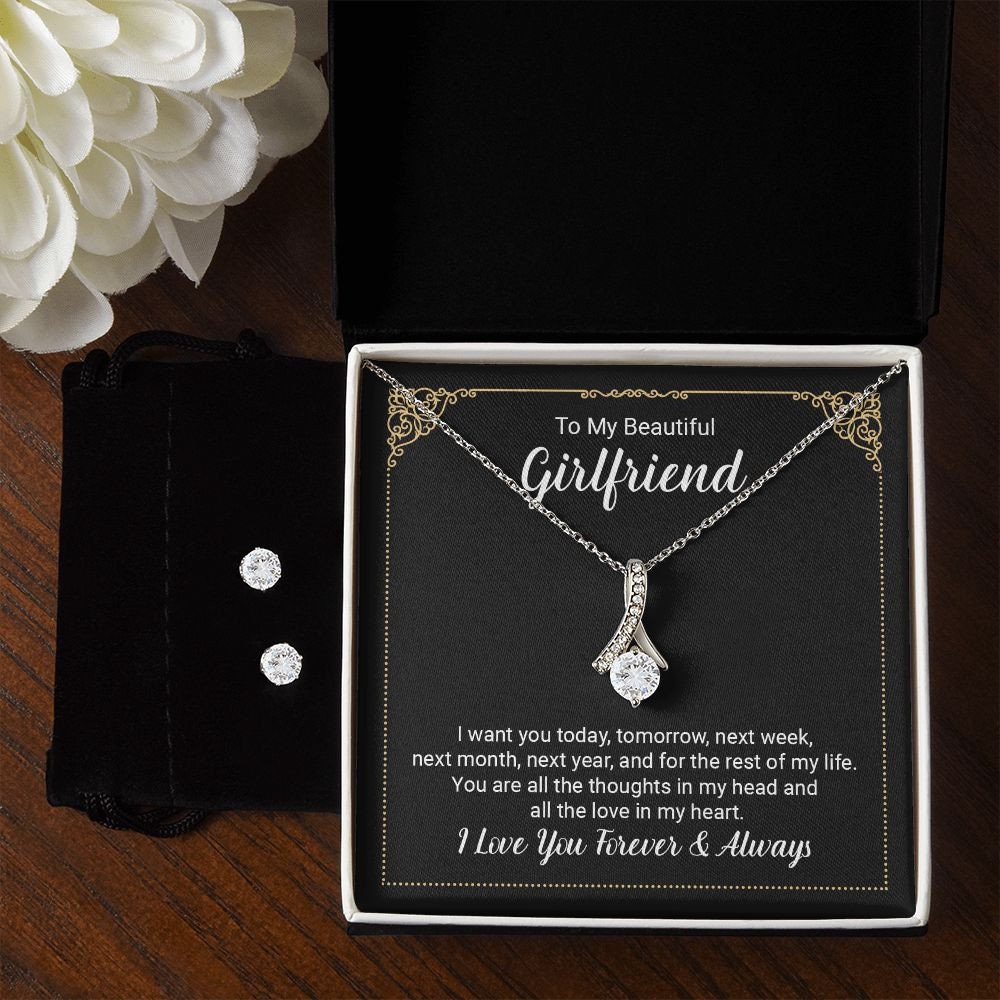 To My Beautiful Girlfriend Alluring beauty Necklace and Earring Set