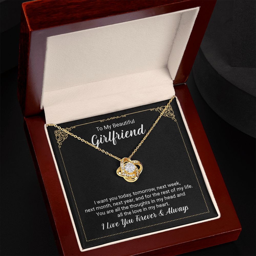 To My Beautiful Girlfriend LoveKnot Necklace Gift From Boyfriend