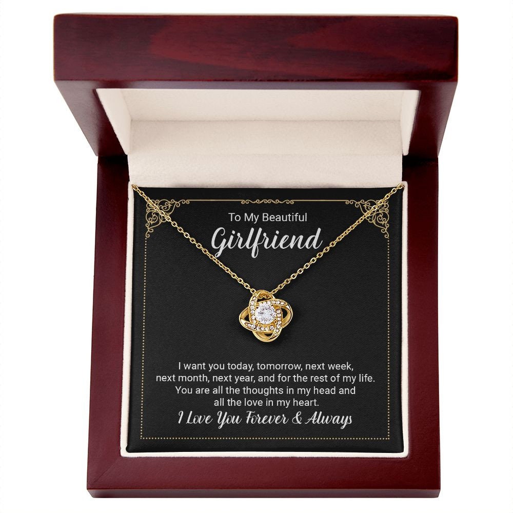 To My Beautiful Girlfriend LoveKnot Necklace Gift From Boyfriend