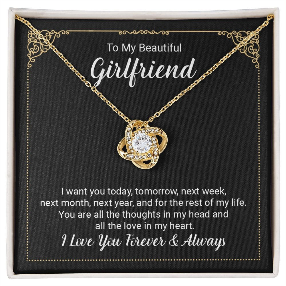 To My Beautiful Girlfriend LoveKnot Necklace Gift From Boyfriend