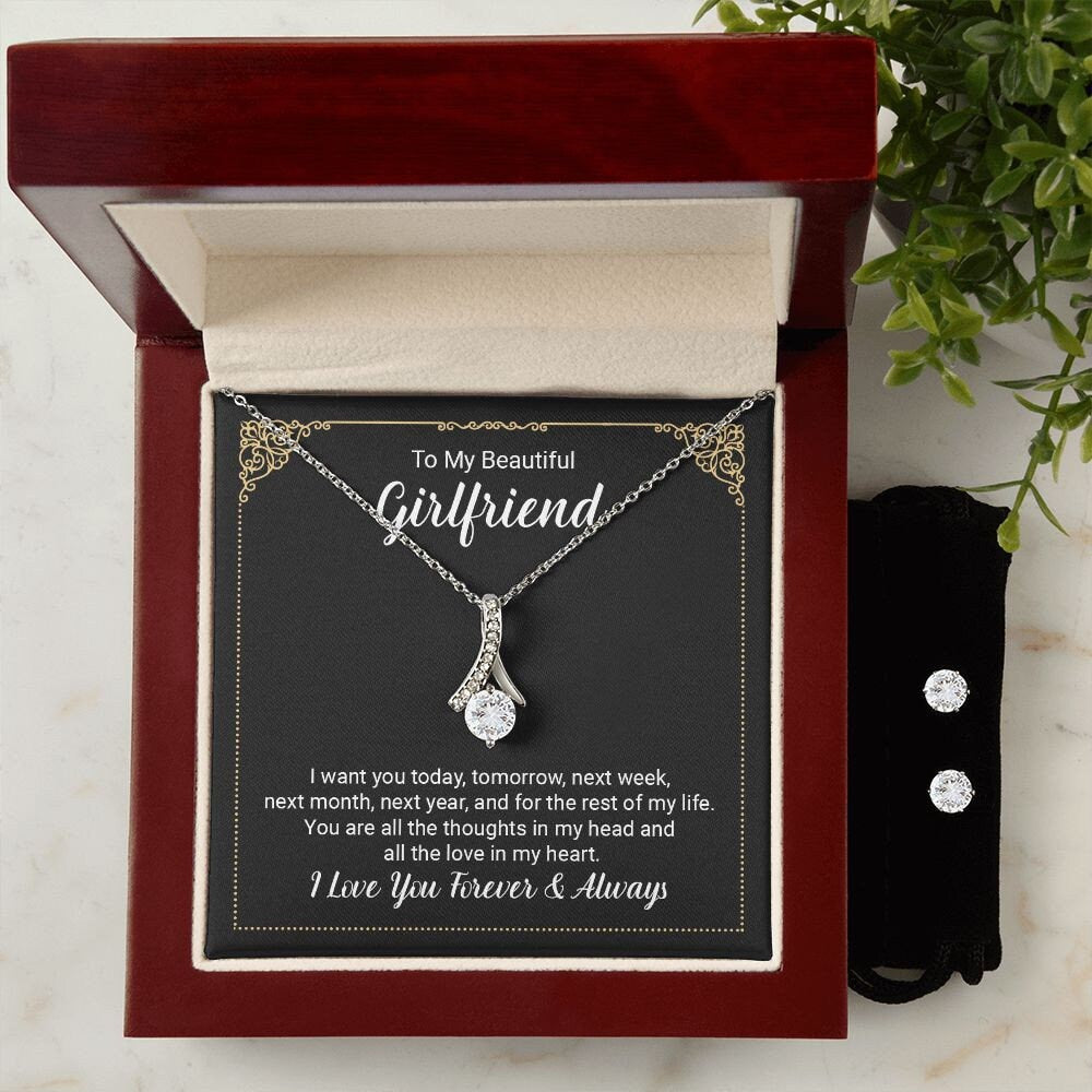 To My Beautiful Girlfriend Alluring beauty Necklace and Earring Set