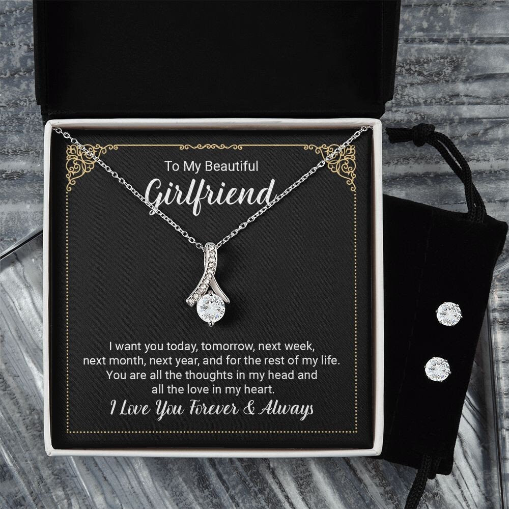 To My Beautiful Girlfriend Alluring beauty Necklace and Earring Set