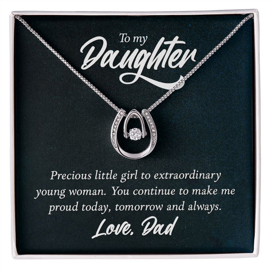 Lucky in Love Daughter Necklace from Dad,  with Meaningful Message