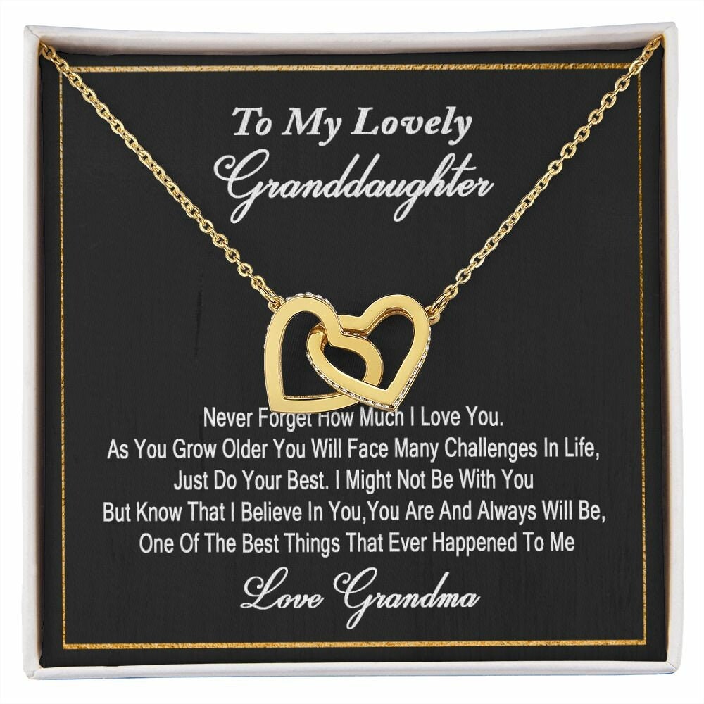 To My Lovely Granddaughter Interlocking Hearts Necklace, Granddaughter Gift from Grandma