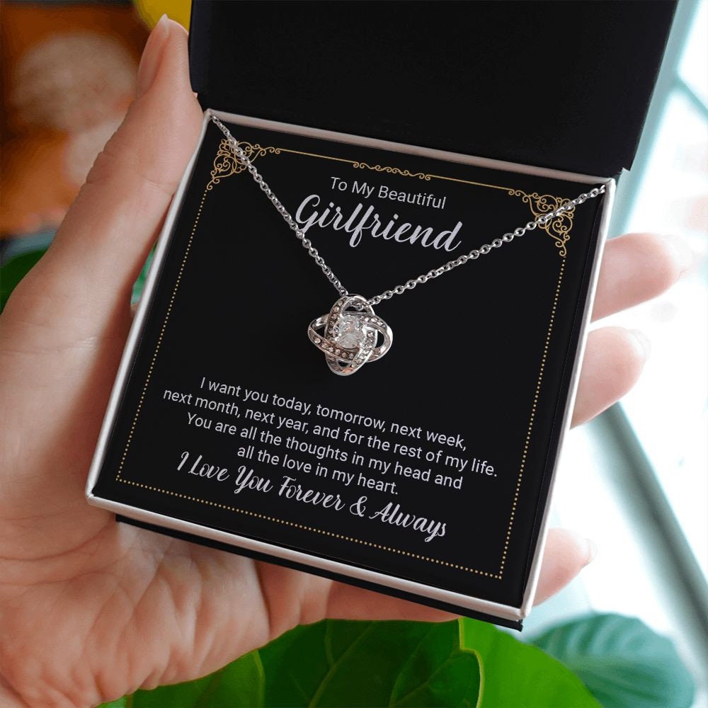 To My Beautiful Girlfriend LoveKnot Necklace Gift  From Boyfriend