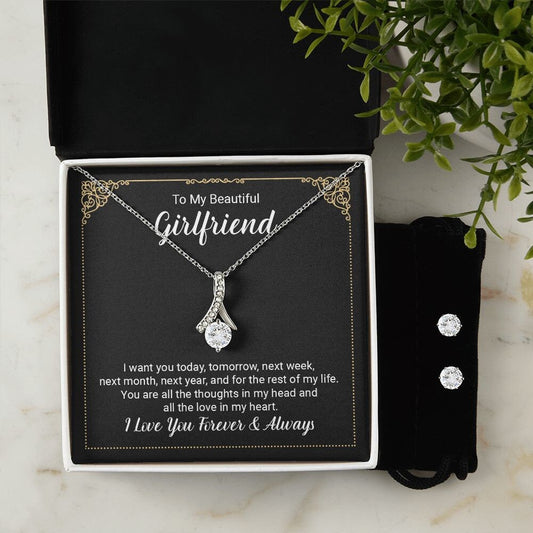 To My Beautiful Girlfriend Alluring beauty Necklace and Earring Set