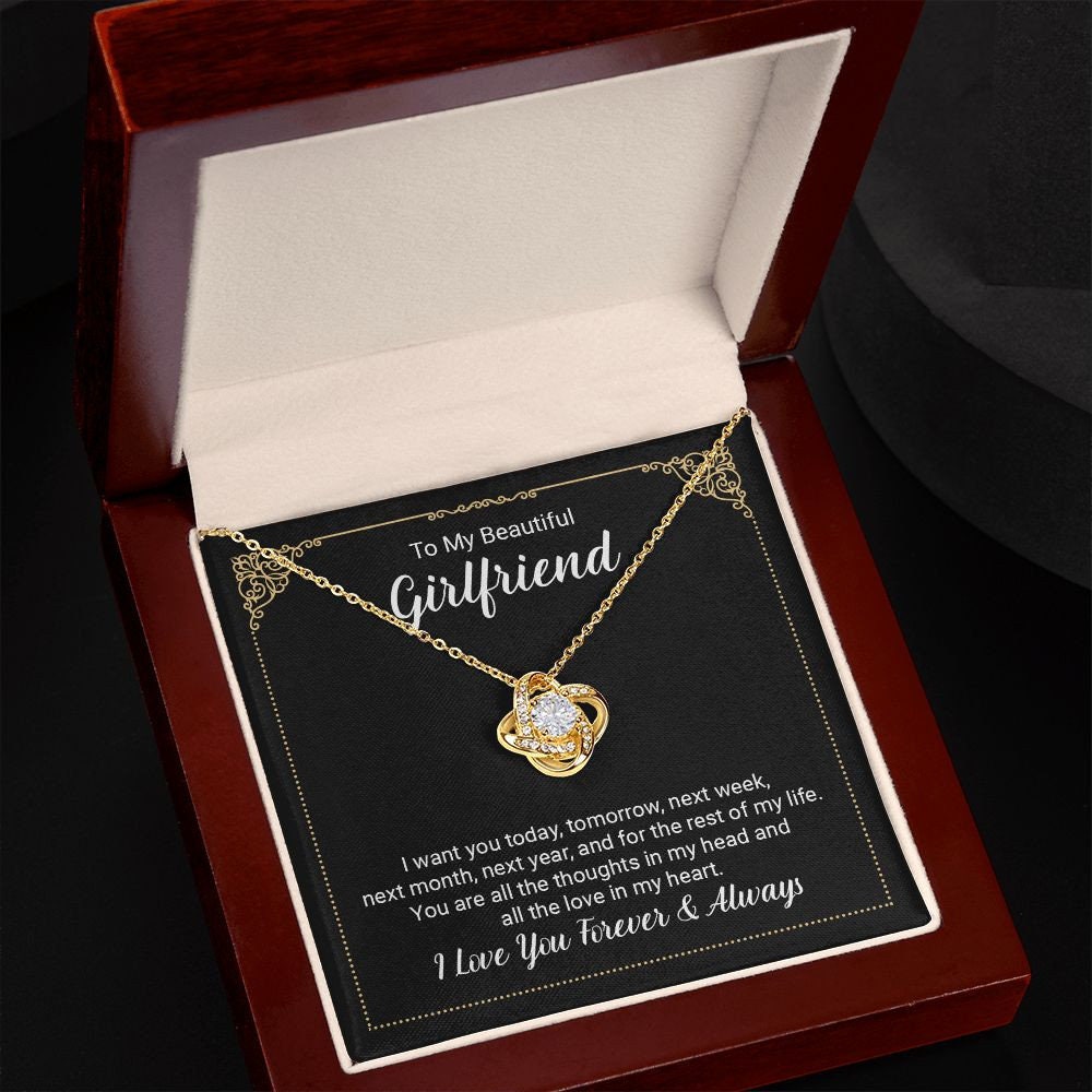 To My Beautiful Girlfriend LoveKnot Necklace Gift  From Boyfriend