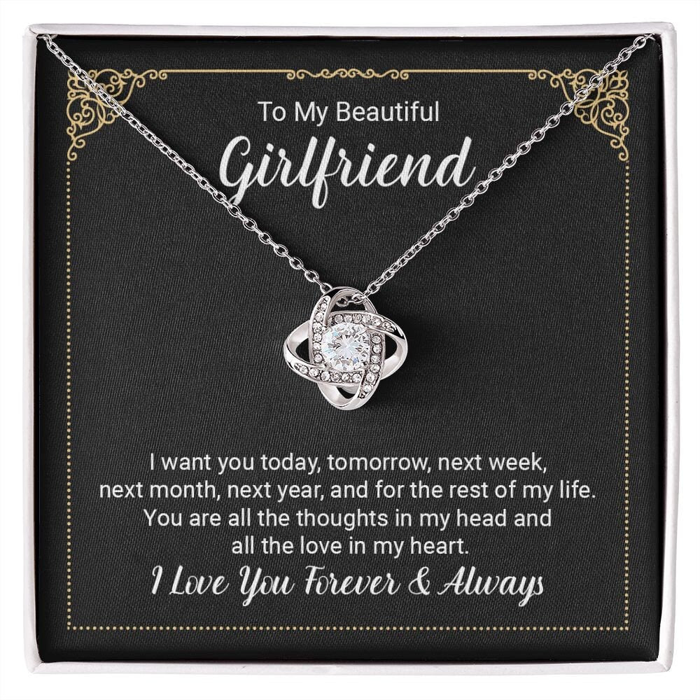 To My Beautiful Girlfriend LoveKnot Necklace Gift  From Boyfriend