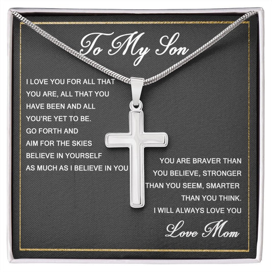 To My Son Cross Necklace Gift From Mom, Keepsake Gift For Son, Son Graduation Gift, Christmas Gifts For Son